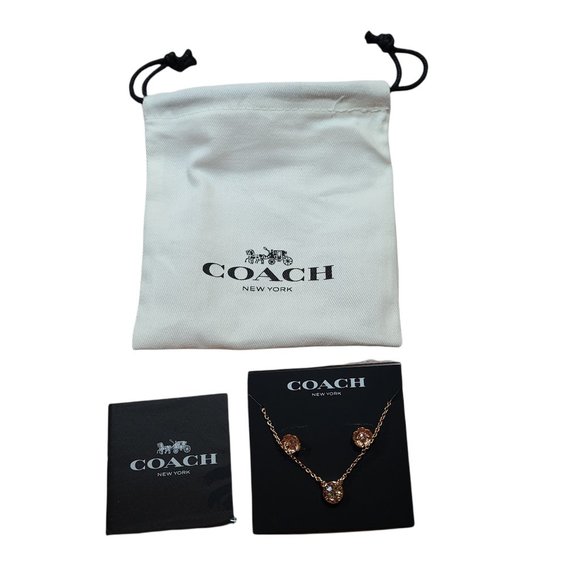 Coach Tea Rose Earrings and Open Circle Necklace - Picture 2 of 8